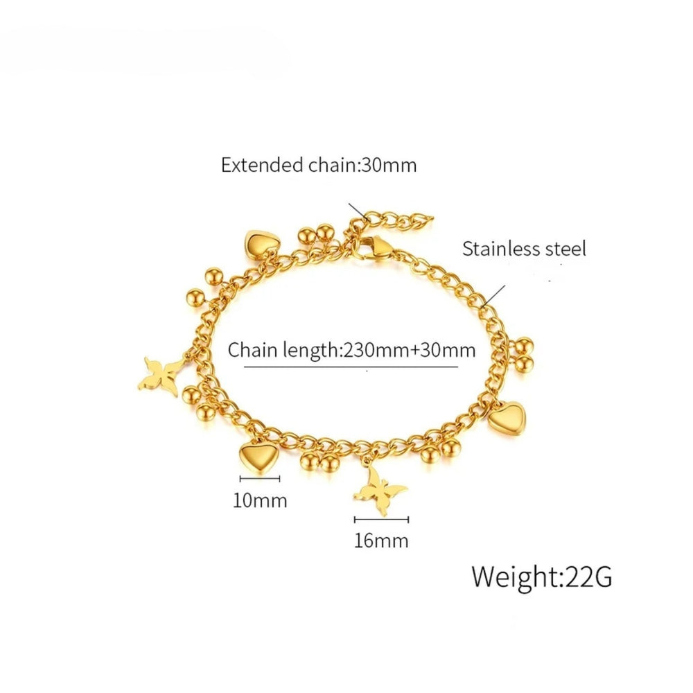 Butterfly & Heart Charm Anklet