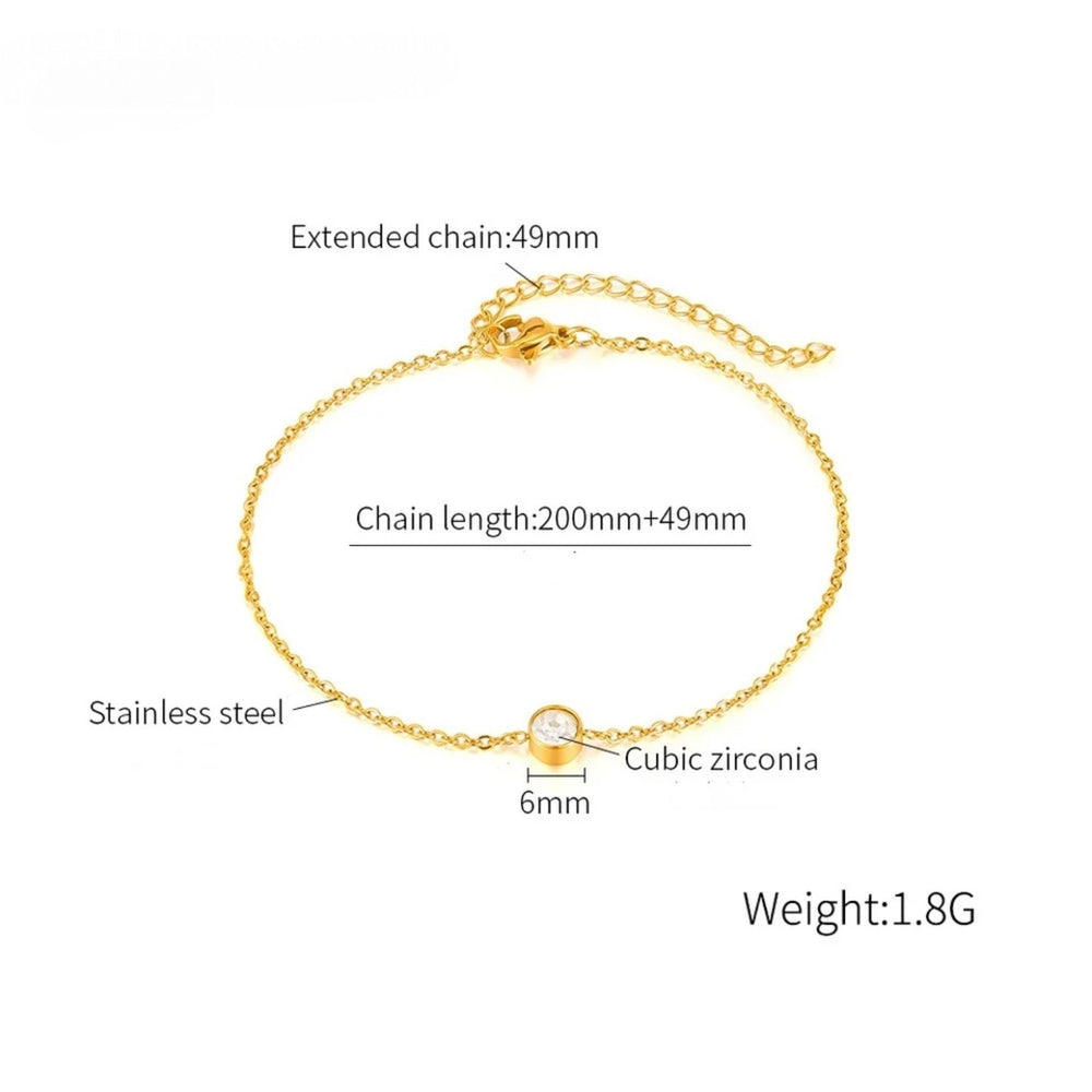 Solitaire Crystal Anklet