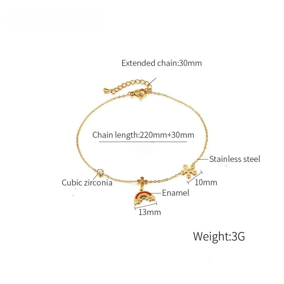 Rainbow Charm Anklet