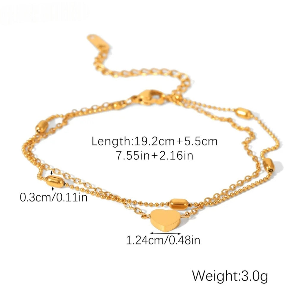 Heart Bead Layer Anklet