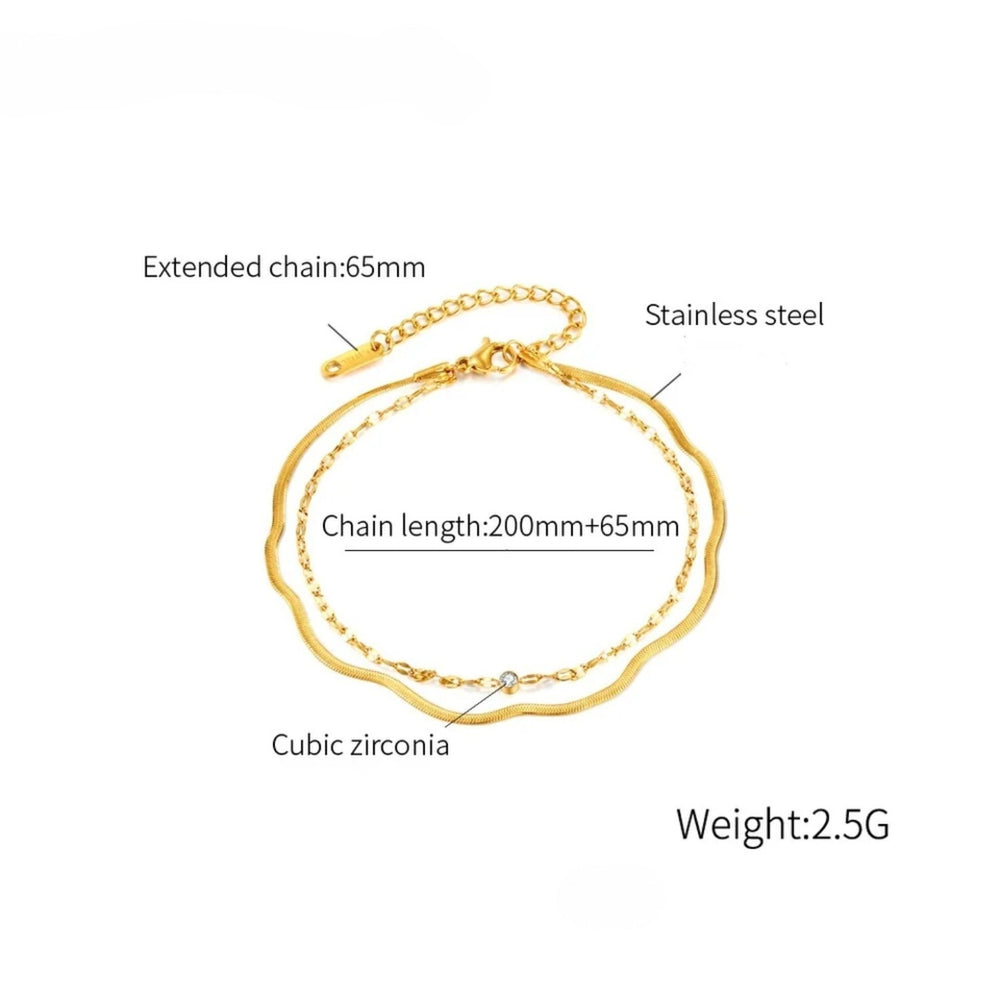 Wave Crystal Double Anklet