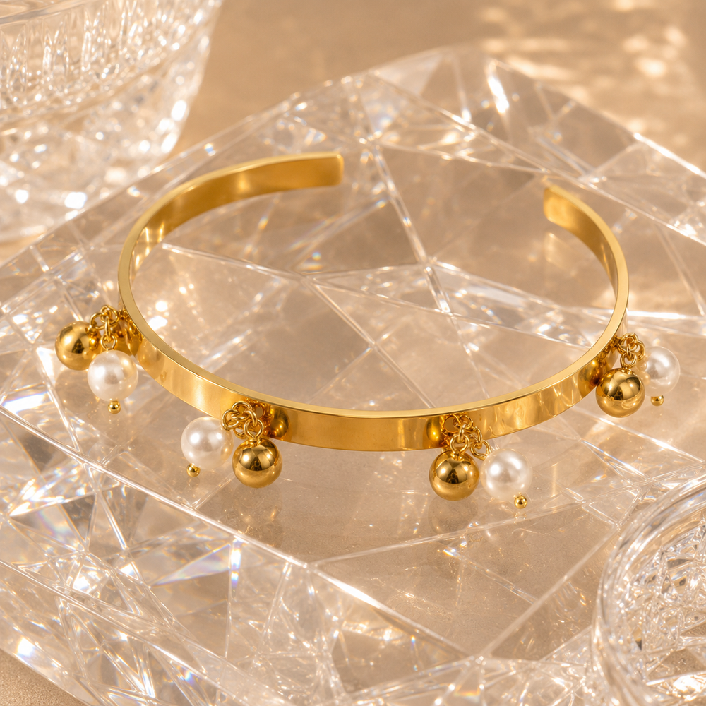 Pearl Drop Luxe Cuff Bracelet