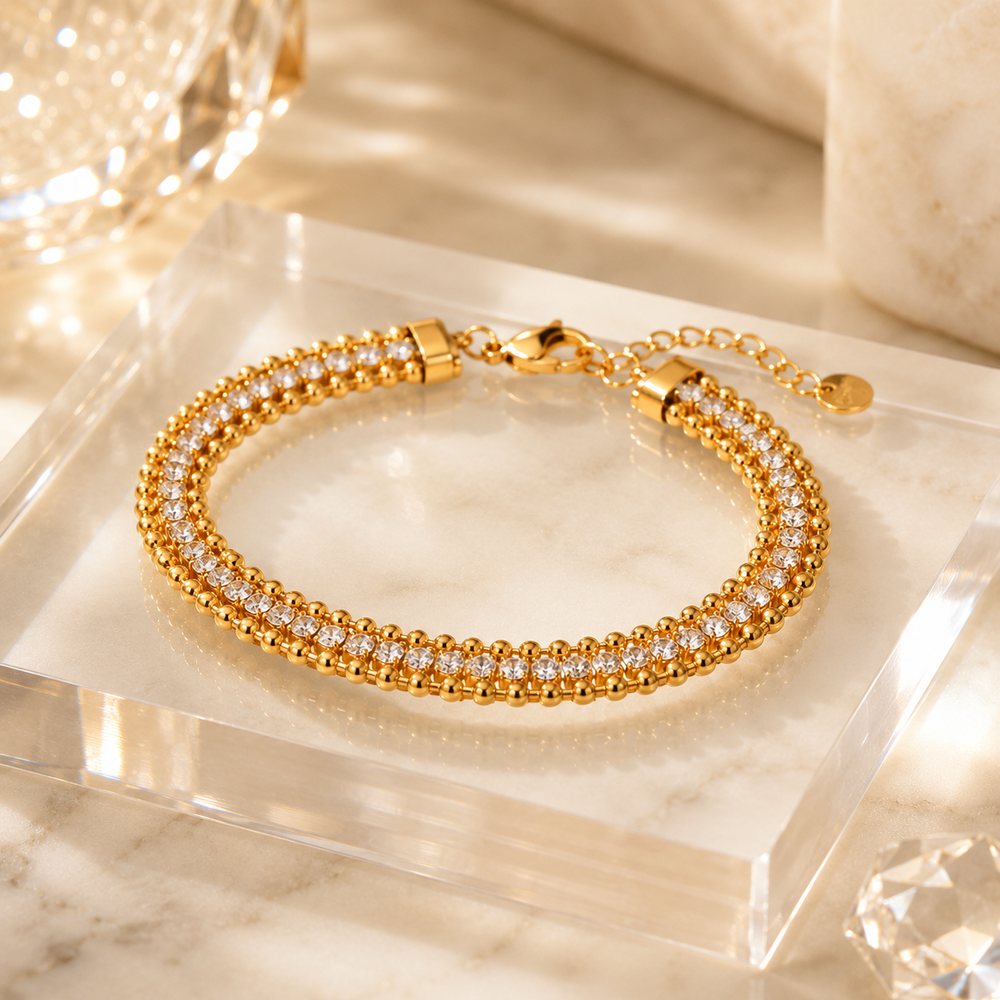 Luxe Crystal Tennis Bracelet Gold