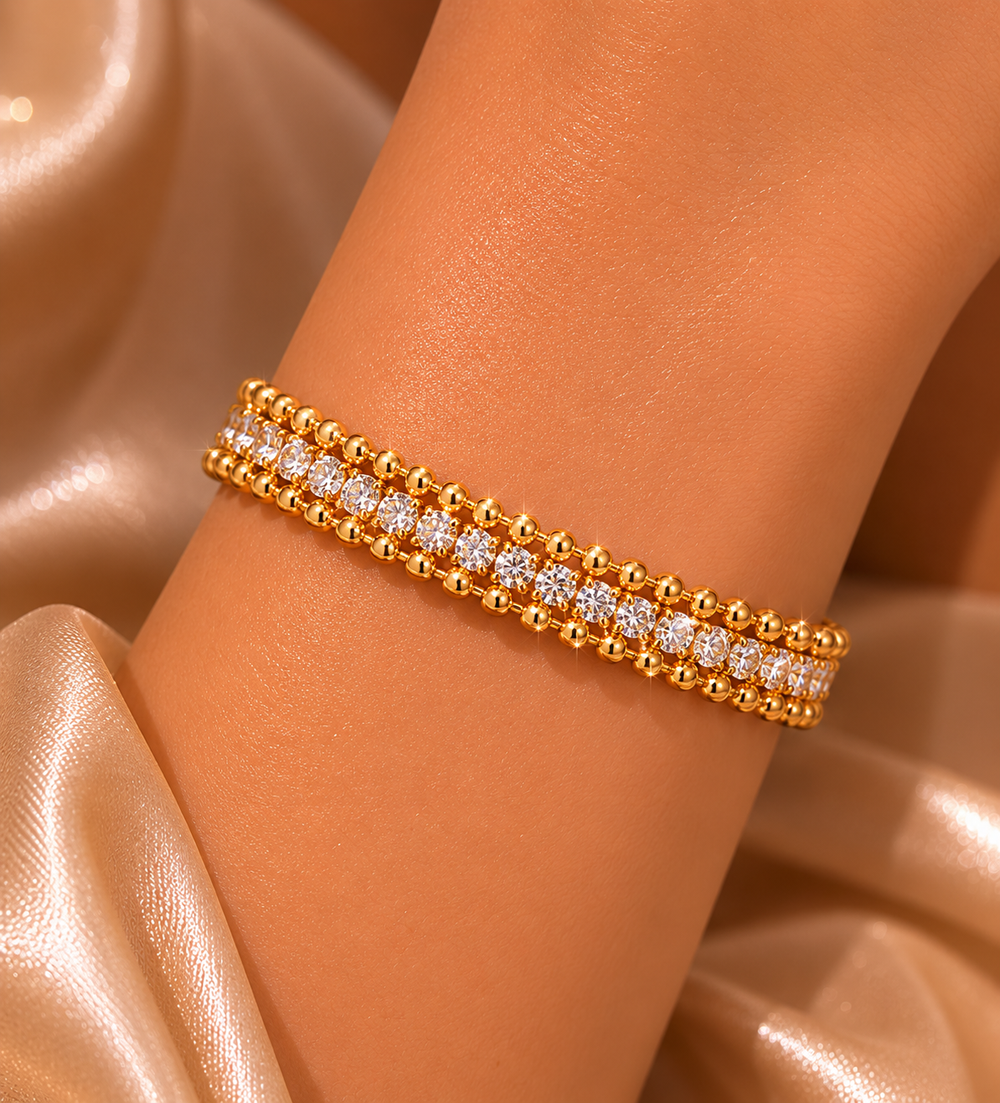 Luxe Crystal Tennis Bracelet Gold