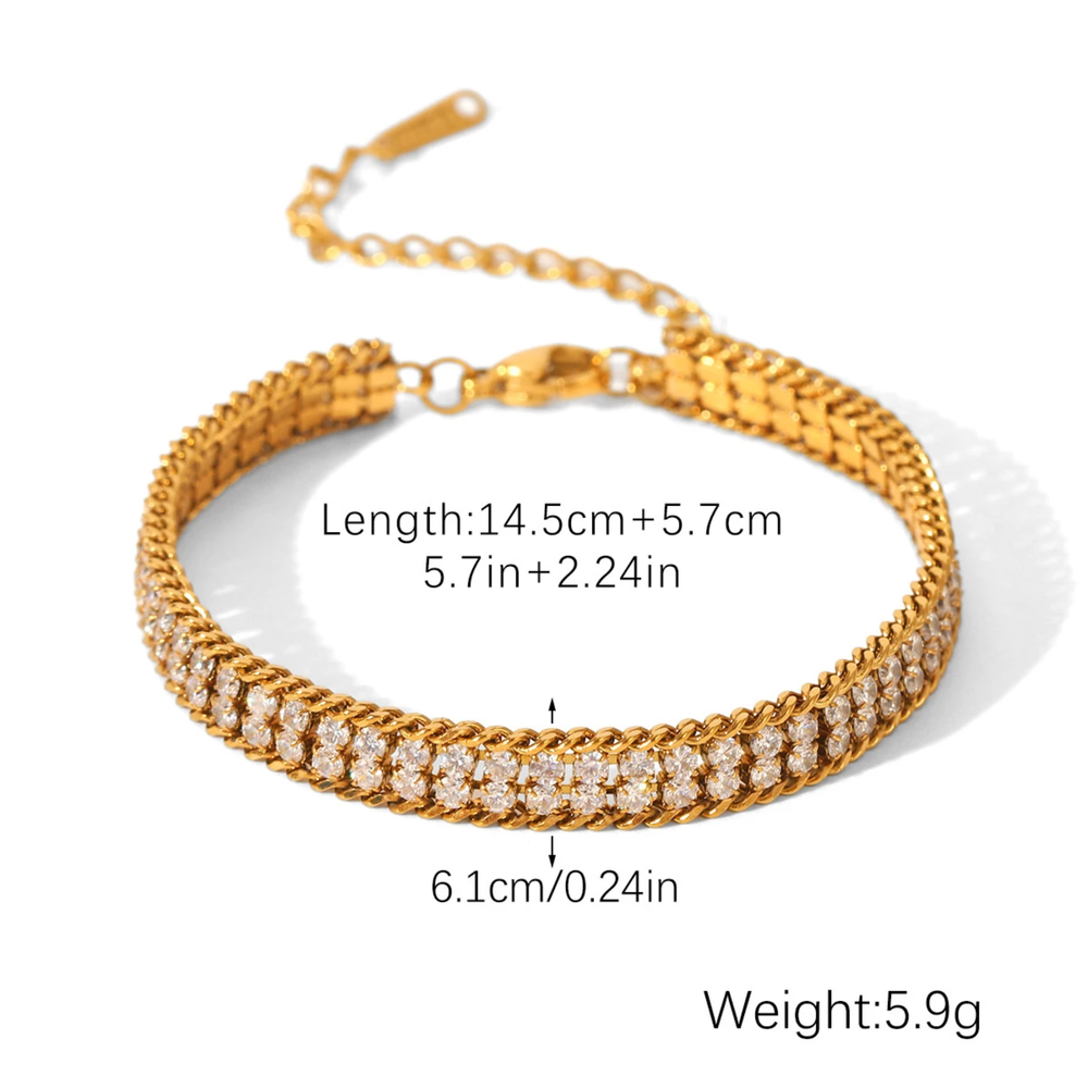 Gold Crystal Double Tennis Bracelet