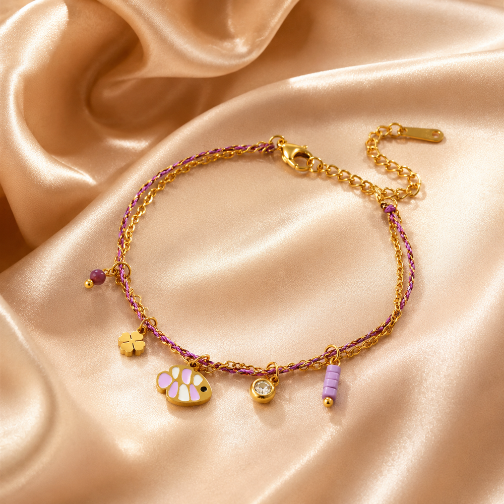 Lavender Bee Charm Bracelet