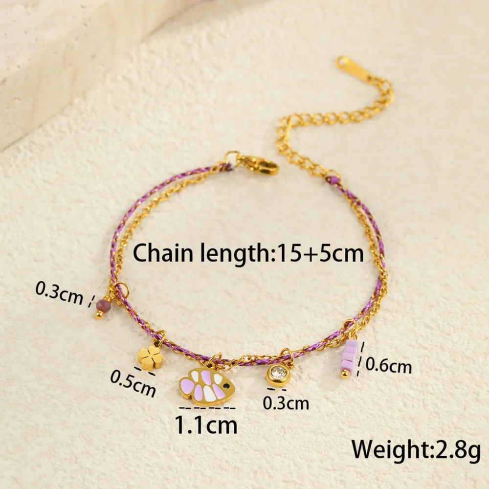 Lavender Bee Charm Bracelet
