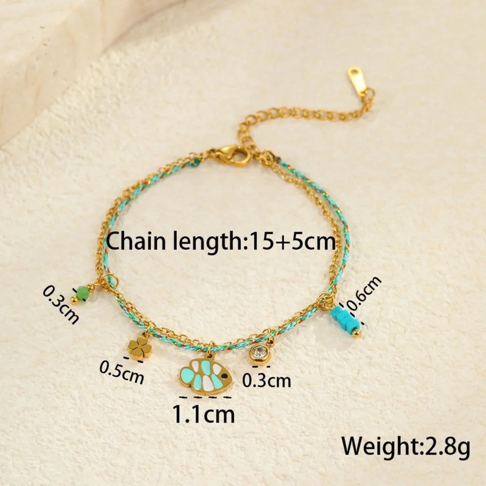 Azure Lucky Fish Charm Bracelet