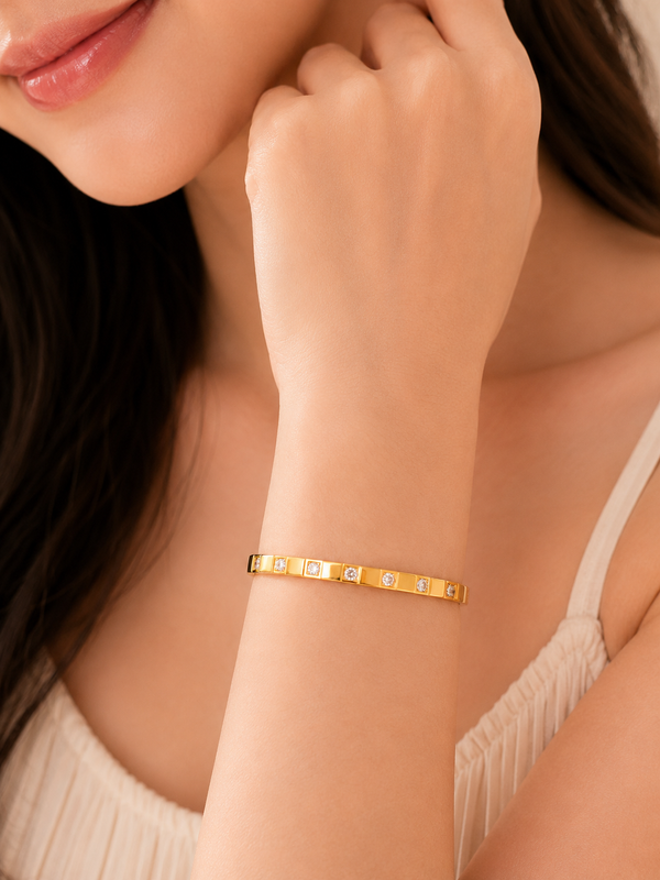 Celeste Crystal Bangle - Gold