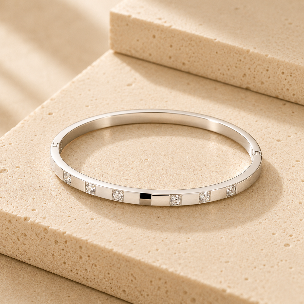 Celeste Crystal Bangle - Silver