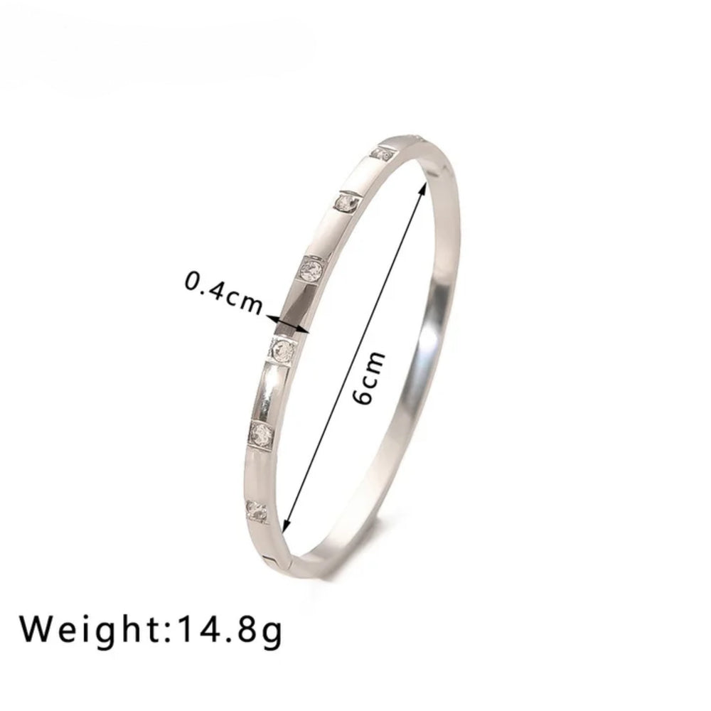 Celeste Crystal Bangle - Silver