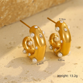 Celeste Pearl Dome Hoop Earrings
