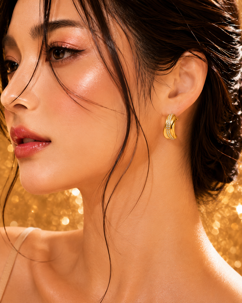 Luna Pavé Curve Hoop Earrings