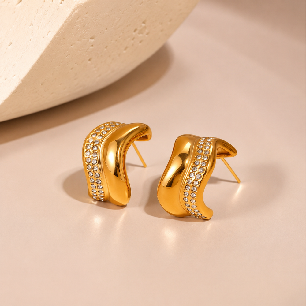Luna Pavé Curve Hoop Earrings