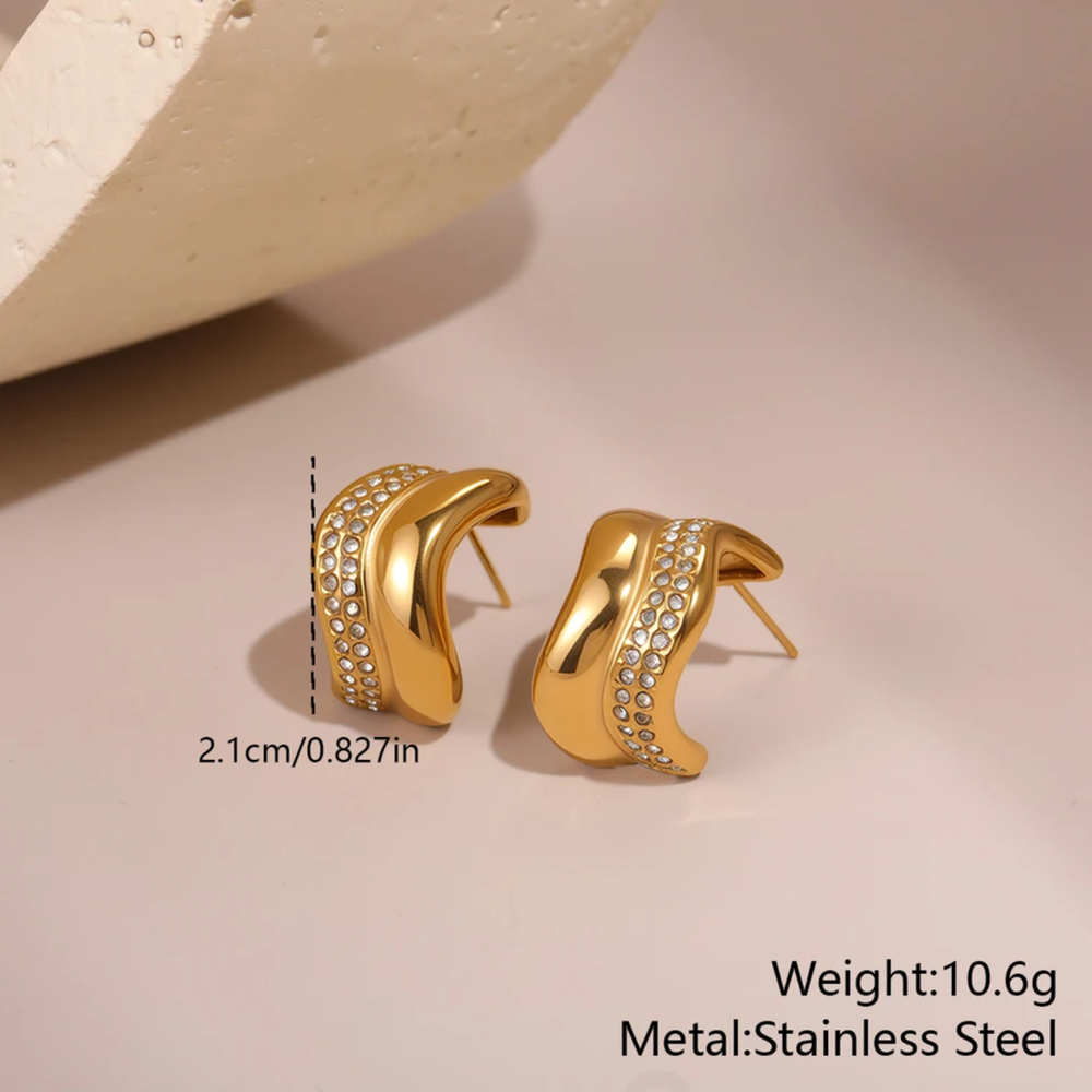 Luna Pavé Curve Hoop Earrings