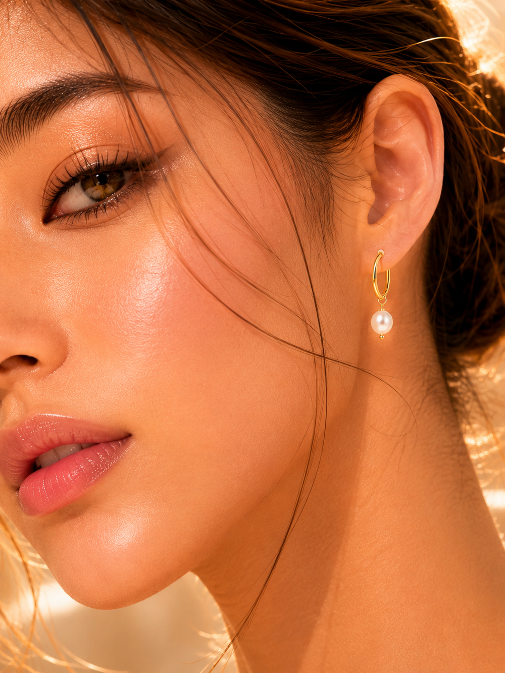 Aurora Pearl Hoop Earrings