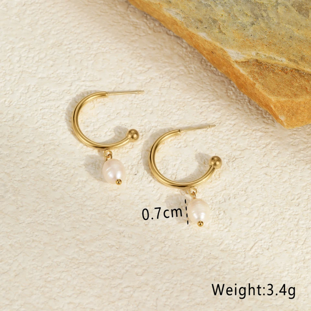 Aurora Pearl Hoop Earrings