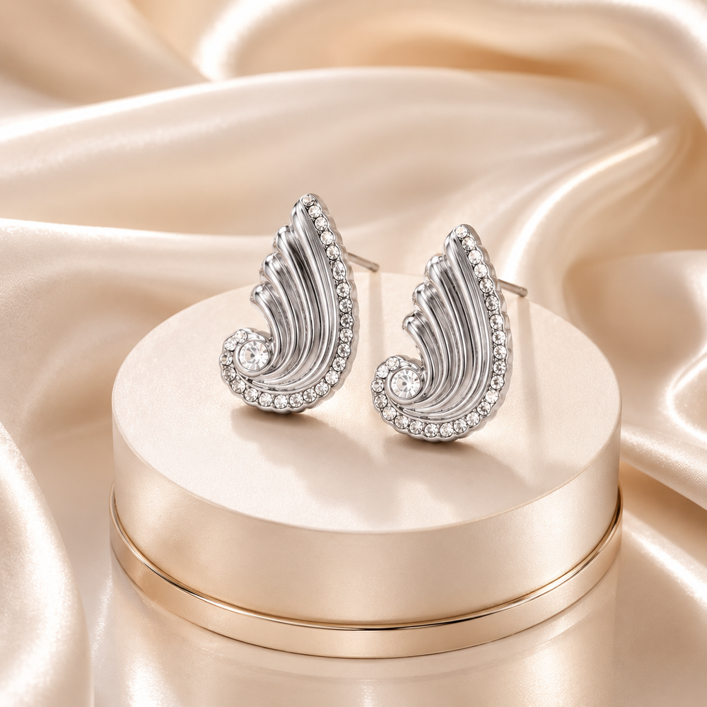 Celeste Crystal Wing Earrings – Gold