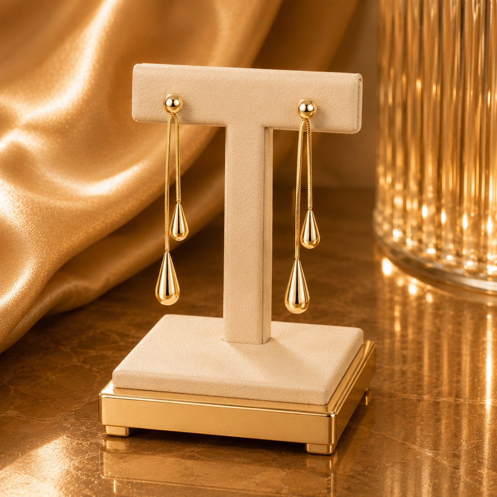 Luna Drop Chain Earrings – Gold