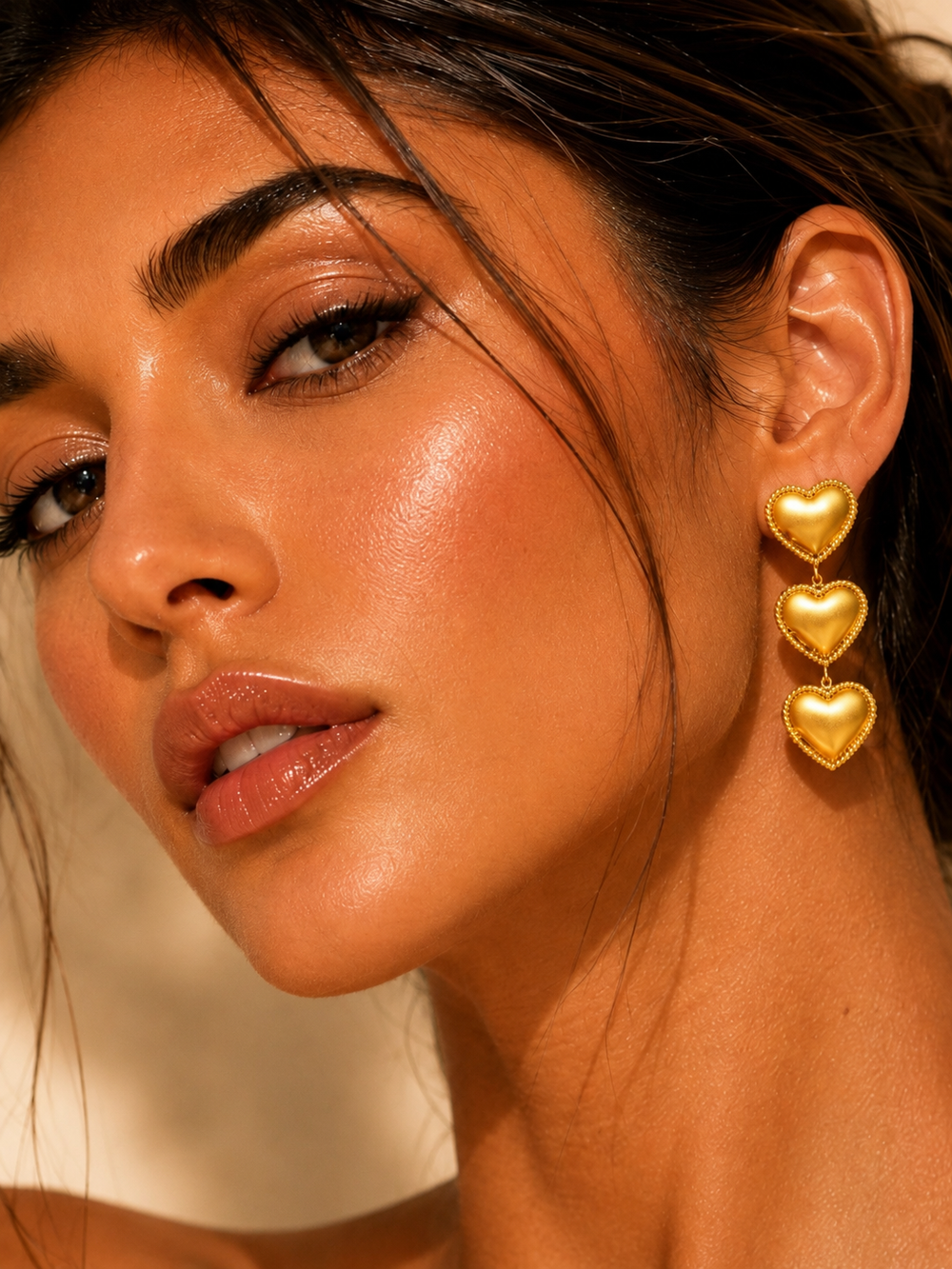 Golden Heart Cascade Earrings