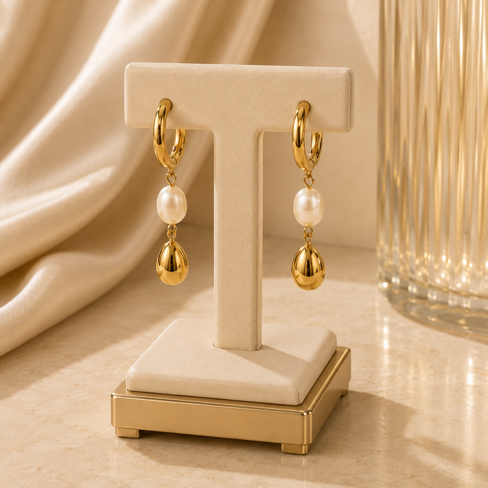 Pearl Drop Luxe Hoop Earrings