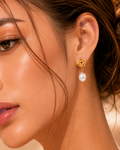 Golden Knot Pearl Earrings