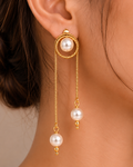 Pearl Halo Tassel Earrings