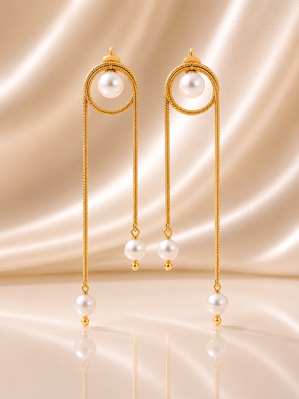 Pearl Halo Tassel Earrings