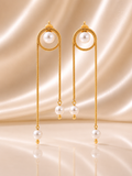 Pearl Halo Tassel Earrings