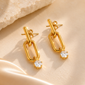 Silver Crystal Link Earrings