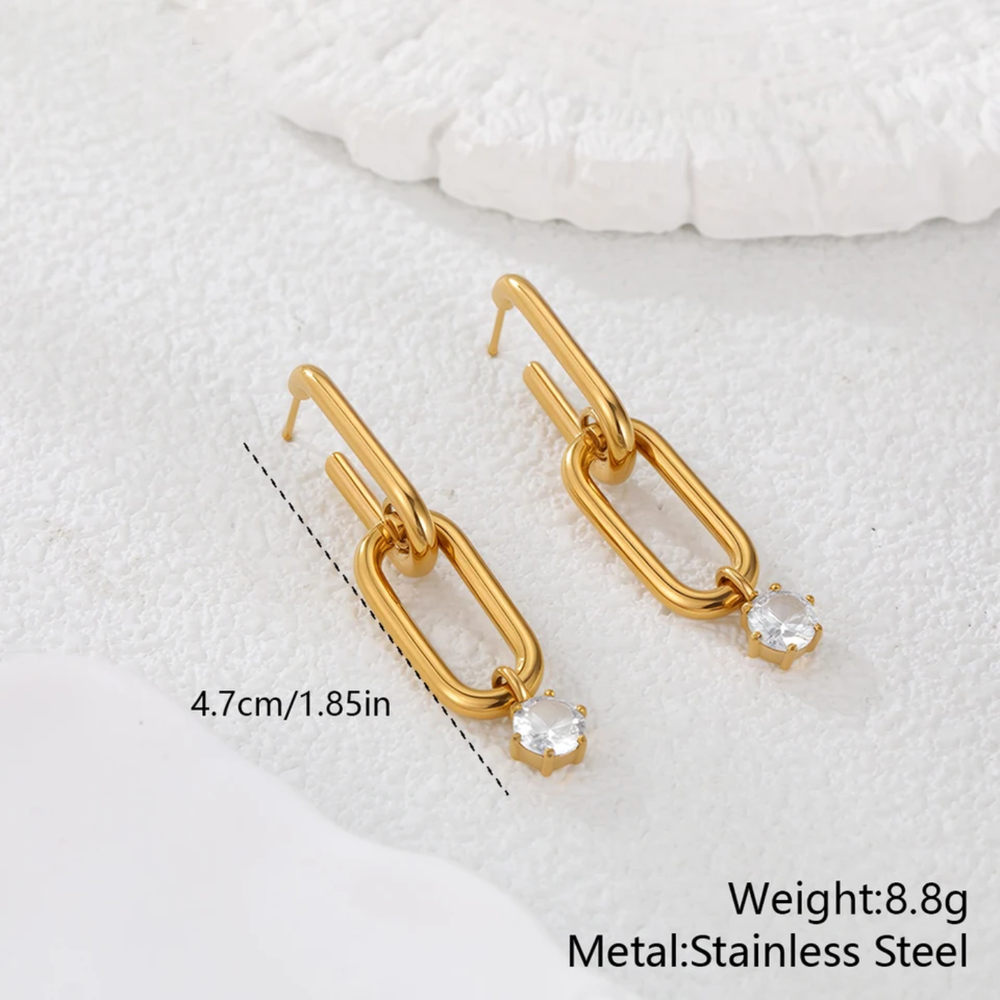 Silver Crystal Link Earrings