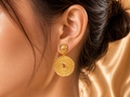 Golden Spiral Disc Earrings