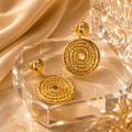 Golden Spiral Disc Earrings