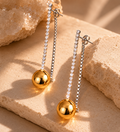 Diamond Bar Drop Earrings