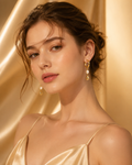 Pearl & Gold Teardrop Hoop Earrings