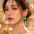 Turquoise Triple Heart Drop Earrings