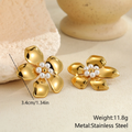 Gold Pearl Bloom Flower Stud Earrings
