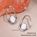 Silver Organic White Stone Statement Earrings