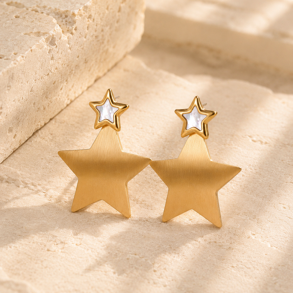 Celestial Double Star Statement Earrings