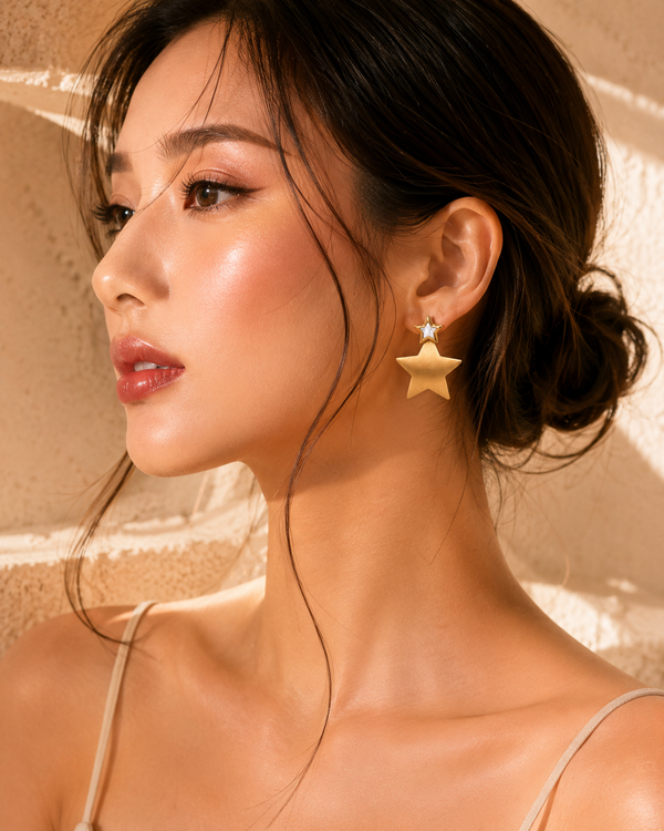 Celestial Double Star Statement Earrings