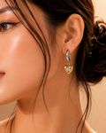 Crystal Heart Hoop Earrings