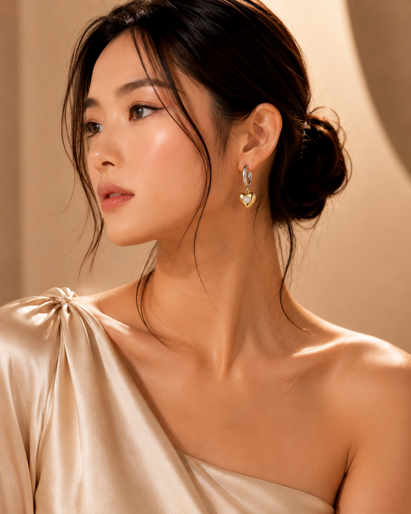 Crystal Heart Hoop Earrings