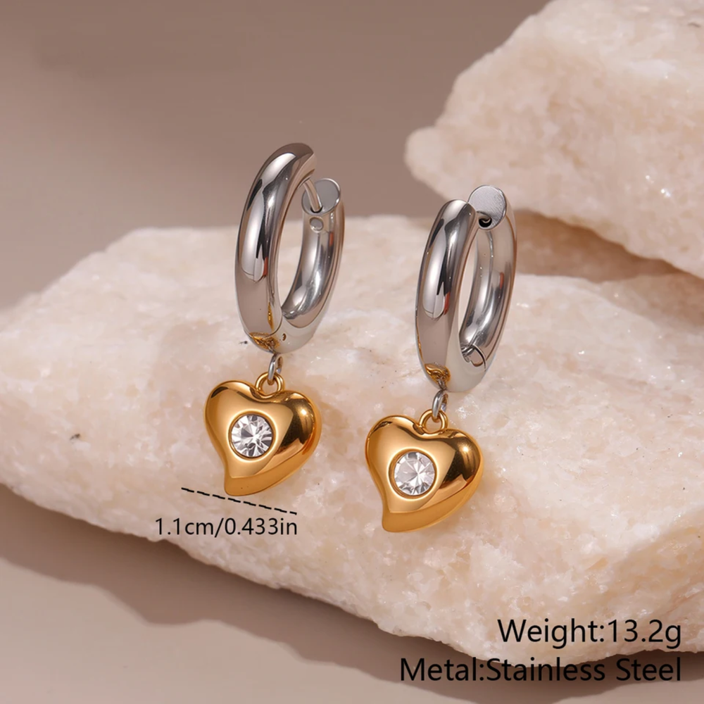 Crystal Heart Hoop Earrings