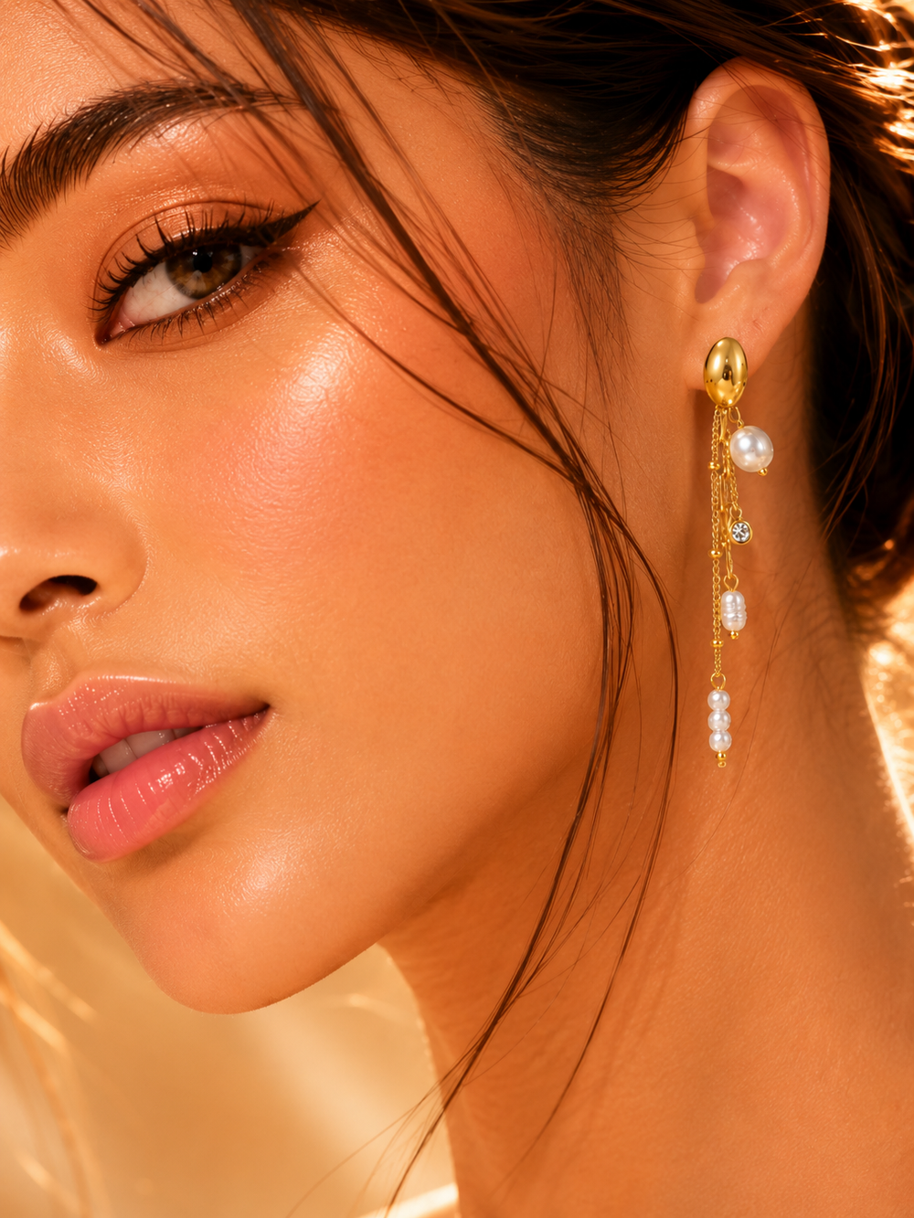 Pearl Chain Drop Earrings