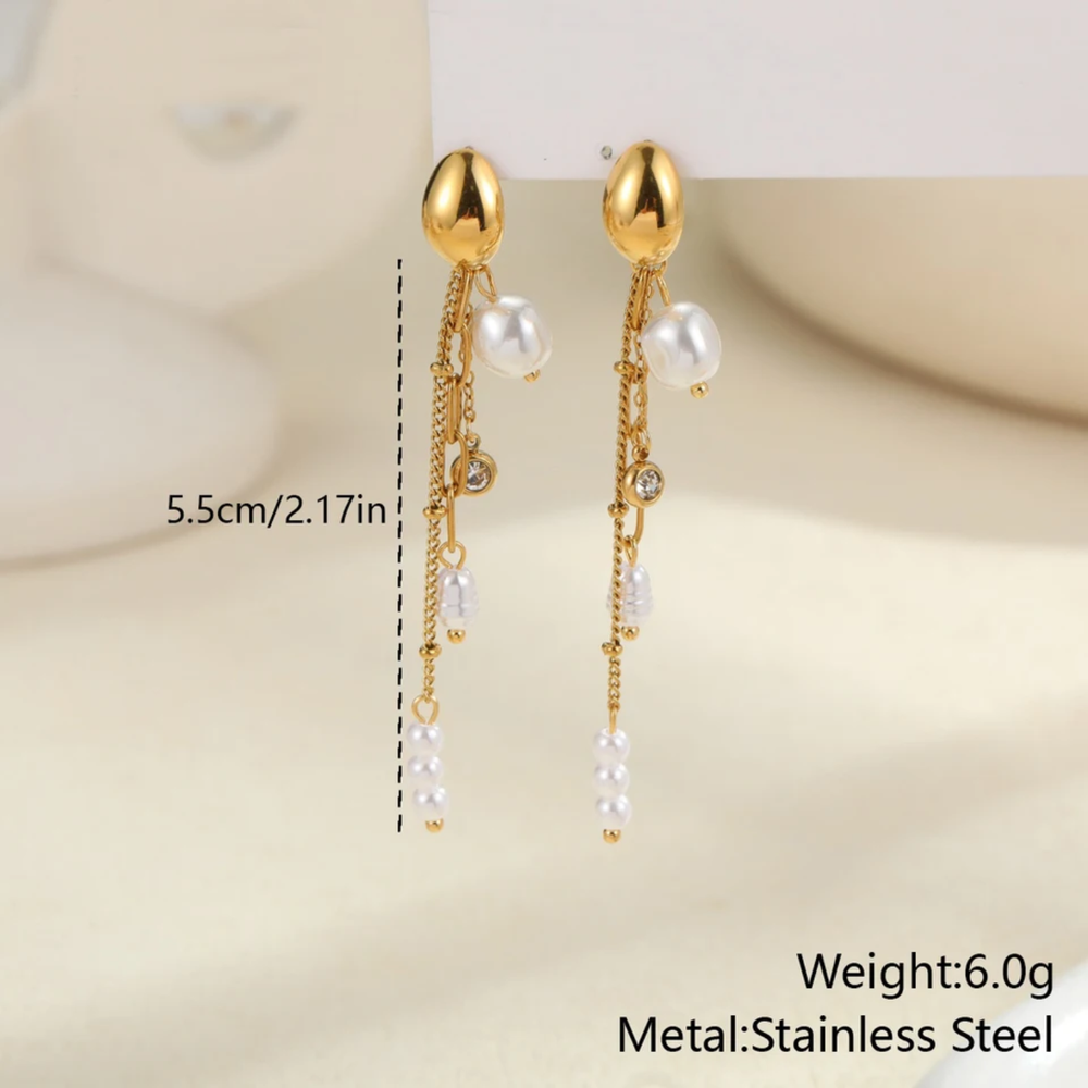 Pearl Chain Drop Earrings