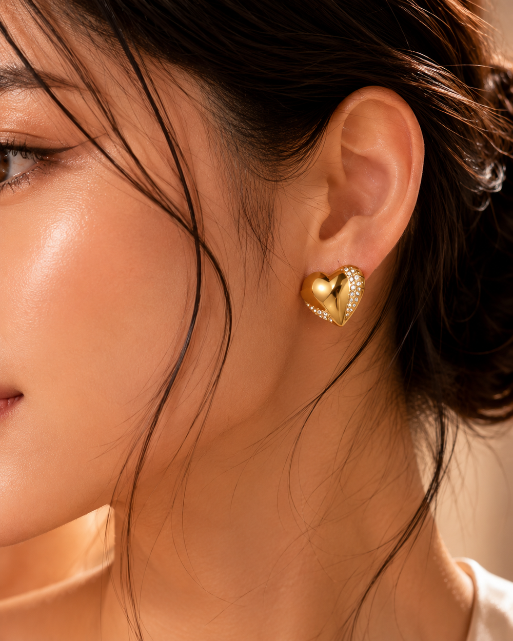 Crystal Heart Stud Earrings