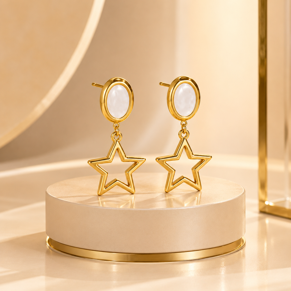 Mother of Pearl Star Drop Earrings