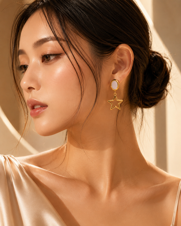 Mother of Pearl Star Drop Earrings