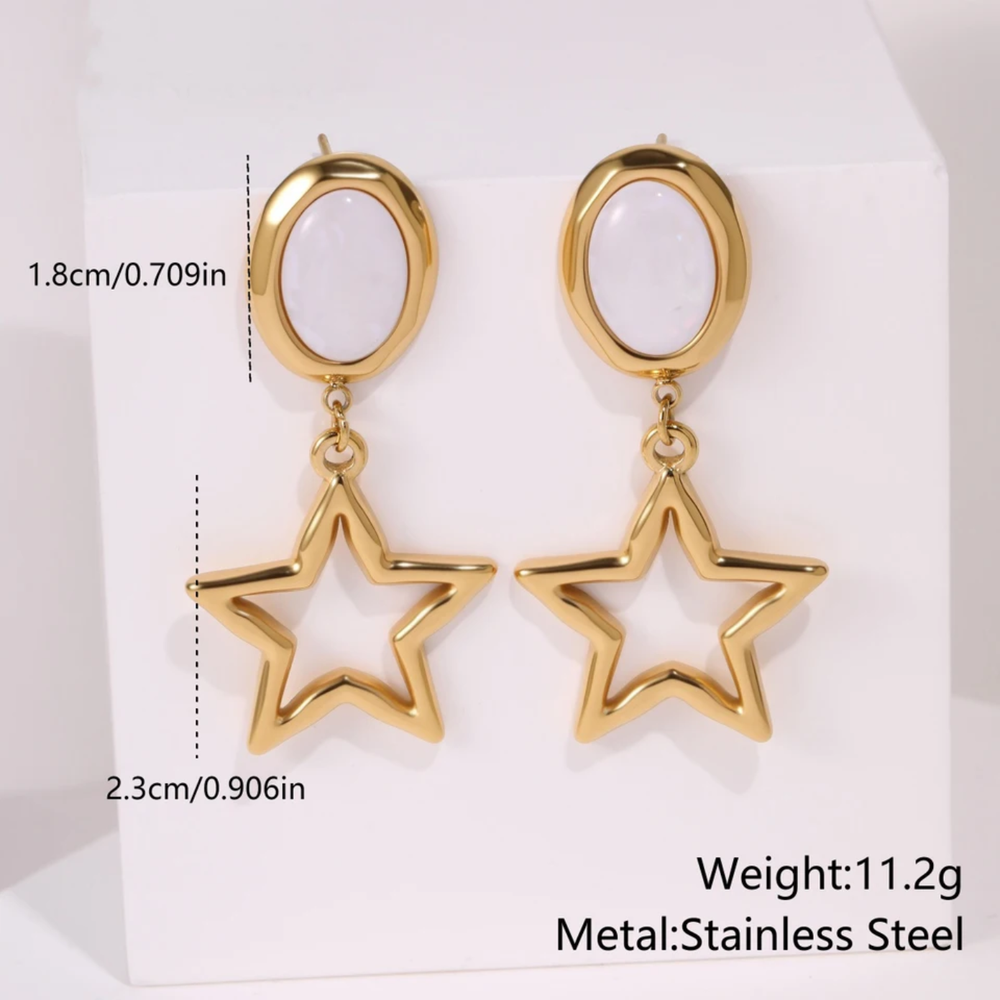 Mother of Pearl Star Drop Earrings