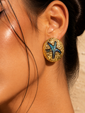 Ocean Starfish Medallion Stud Earrings
